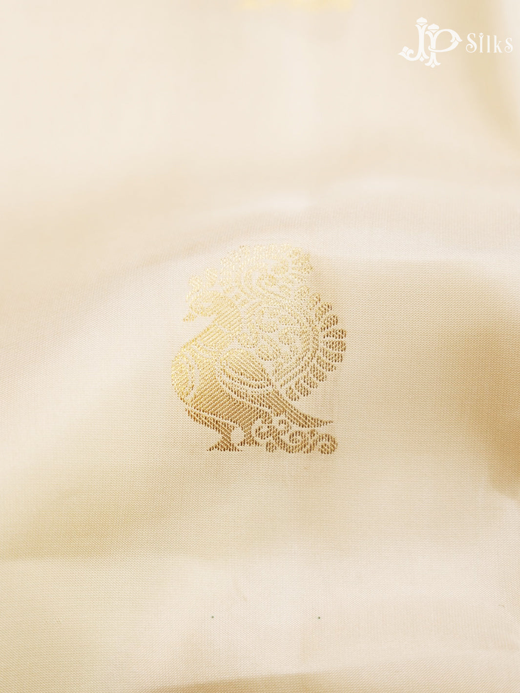 Cream & Peacock Blue Pure Silk Mix Saree - H21