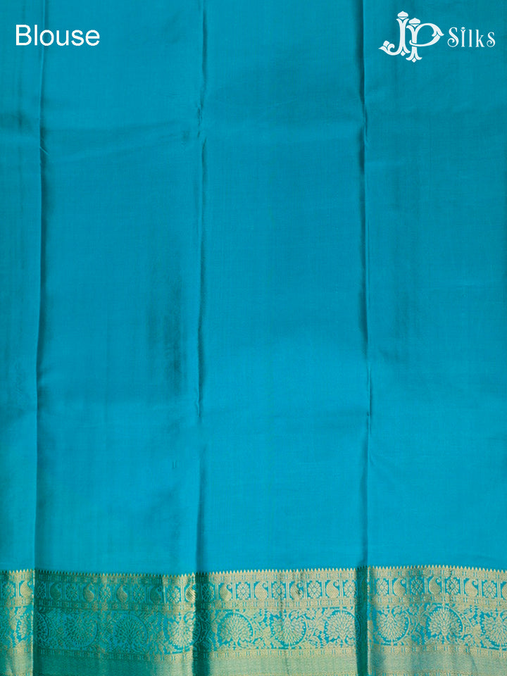 Yellow And Teal Green Kanchipuram Silk Saree - E238
