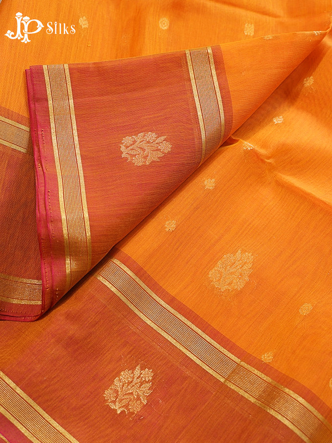 Mango Yellow And Pinkish Yellow Kora Cotton Saree - G912