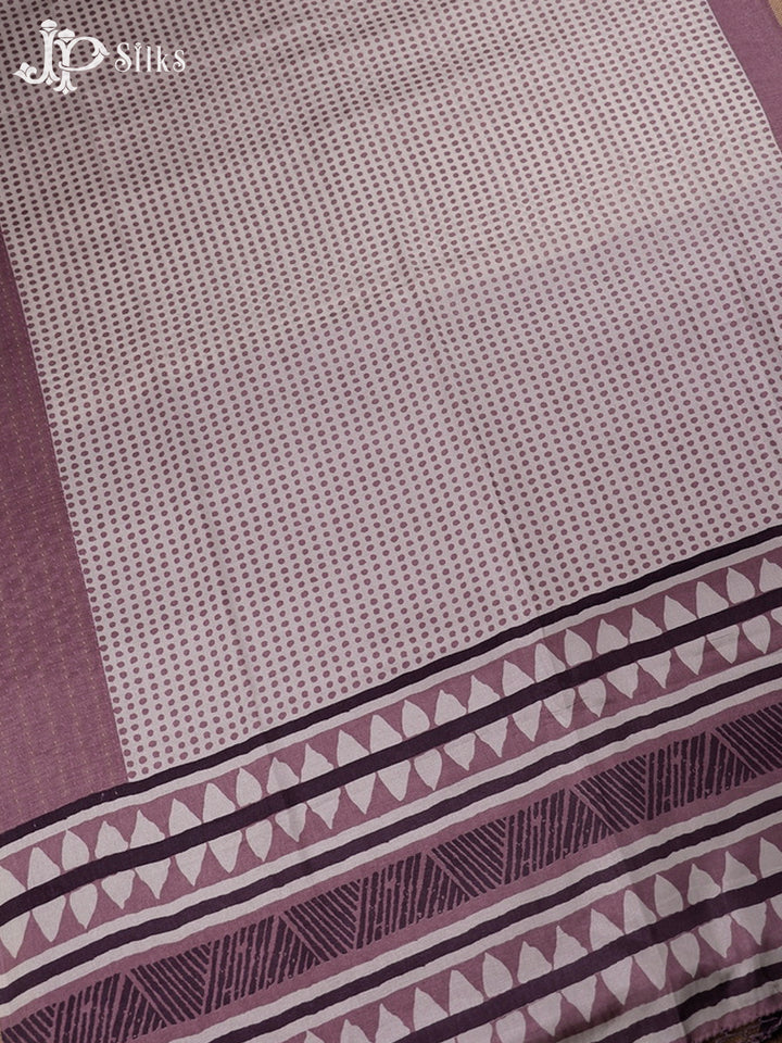 White And Mauve Semi Tussar Saree - G111