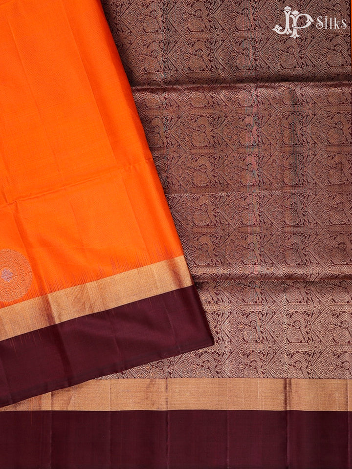 Orange And Maroon Soft Silk Saree - F2747