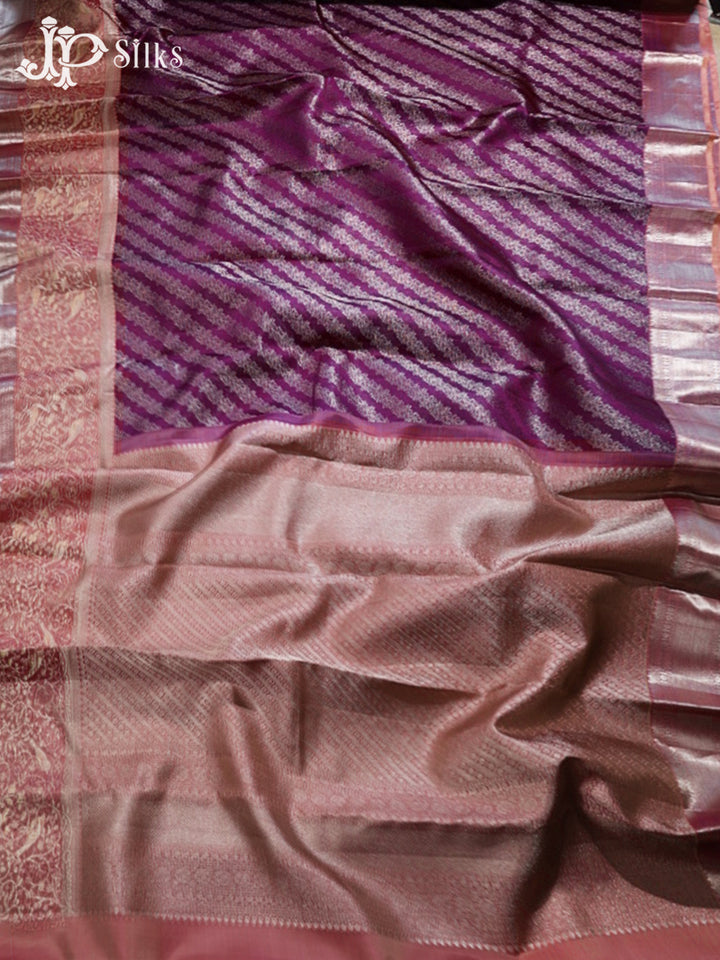 Deep Purple & Peachy Pink Kanchipuram Silk Saree - G853