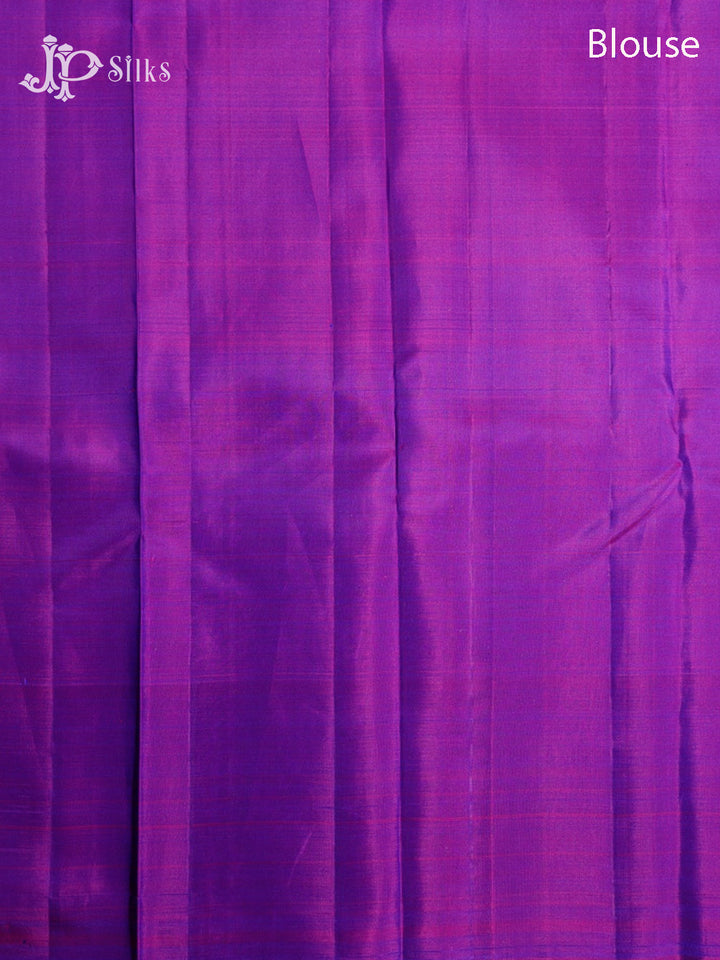 Peacock Blue & Purple Kanchipuram Pure Silk Saree - F7