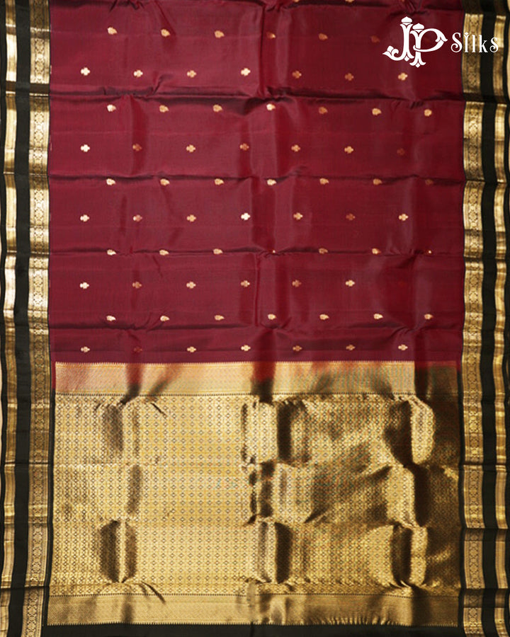 Dark Grapes & Black Pure Silk Mix Saree - G925