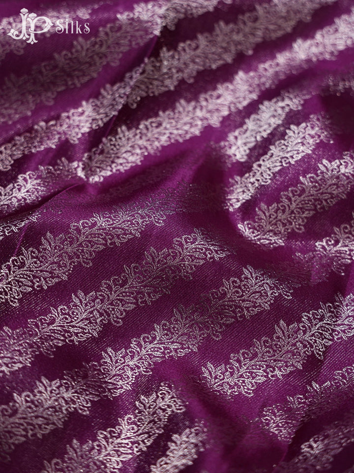 Deep Purple & Peachy Pink Kanchipuram Silk Saree - G853