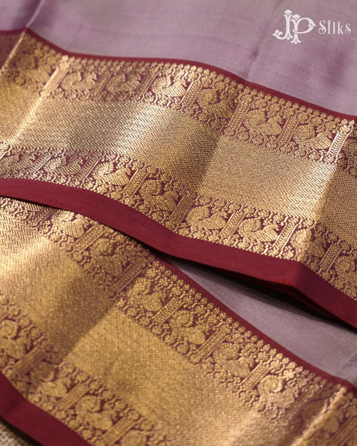 Lavender Purple & Maroon Pure Silk Mix Saree - G922