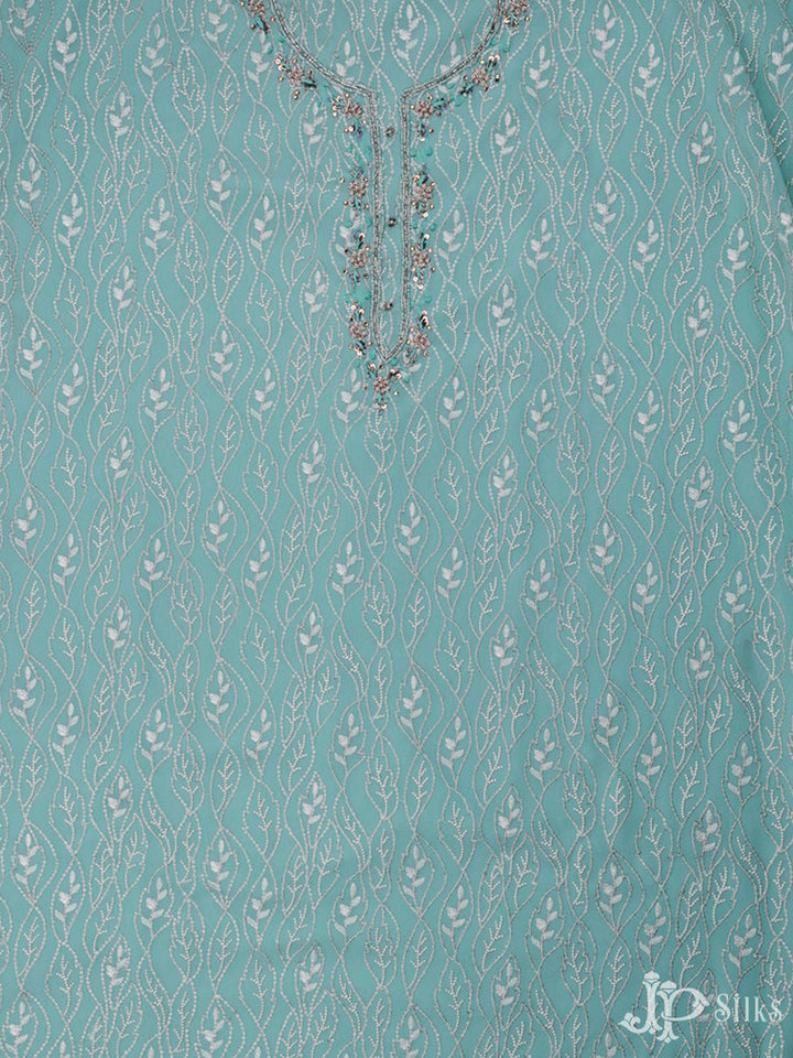 Sky Blue Thread Work Salwar Suit Material - E3534