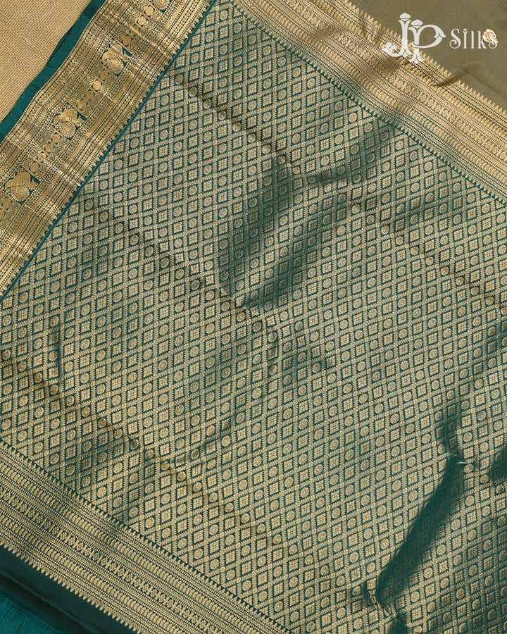 Pastel Green & Teal Green Pure Silk Mix Saree - G923