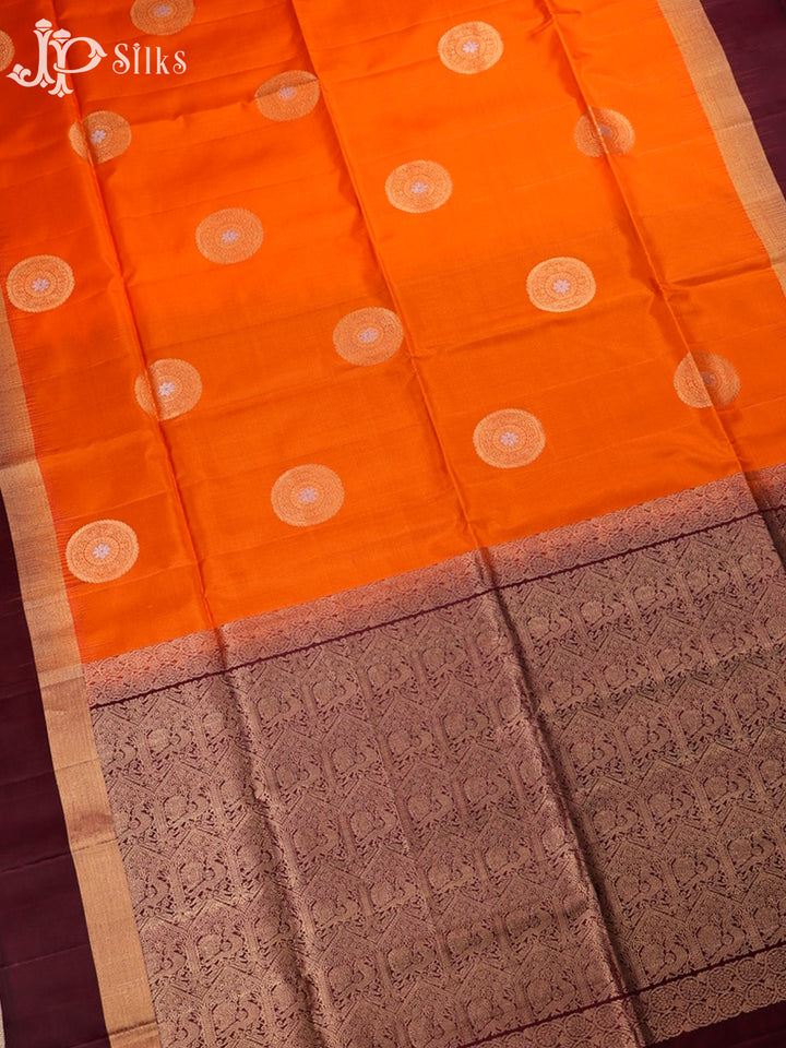 Orange And Maroon Soft Silk Saree - F2747