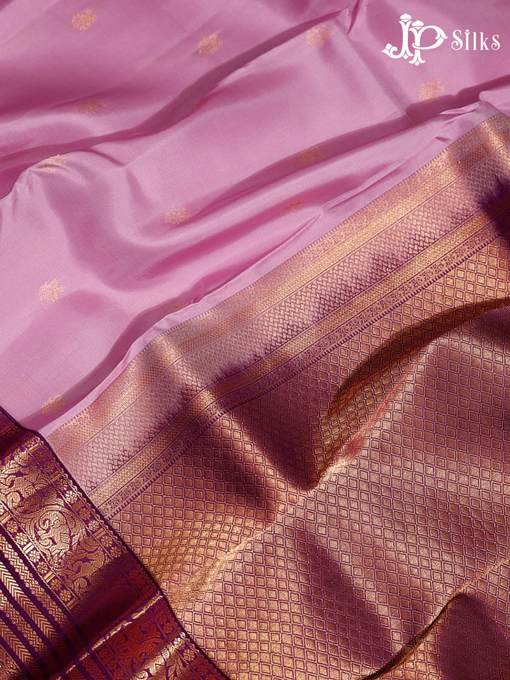 Baby pink Pure & Dark Purple Silk Mix Saree -h20