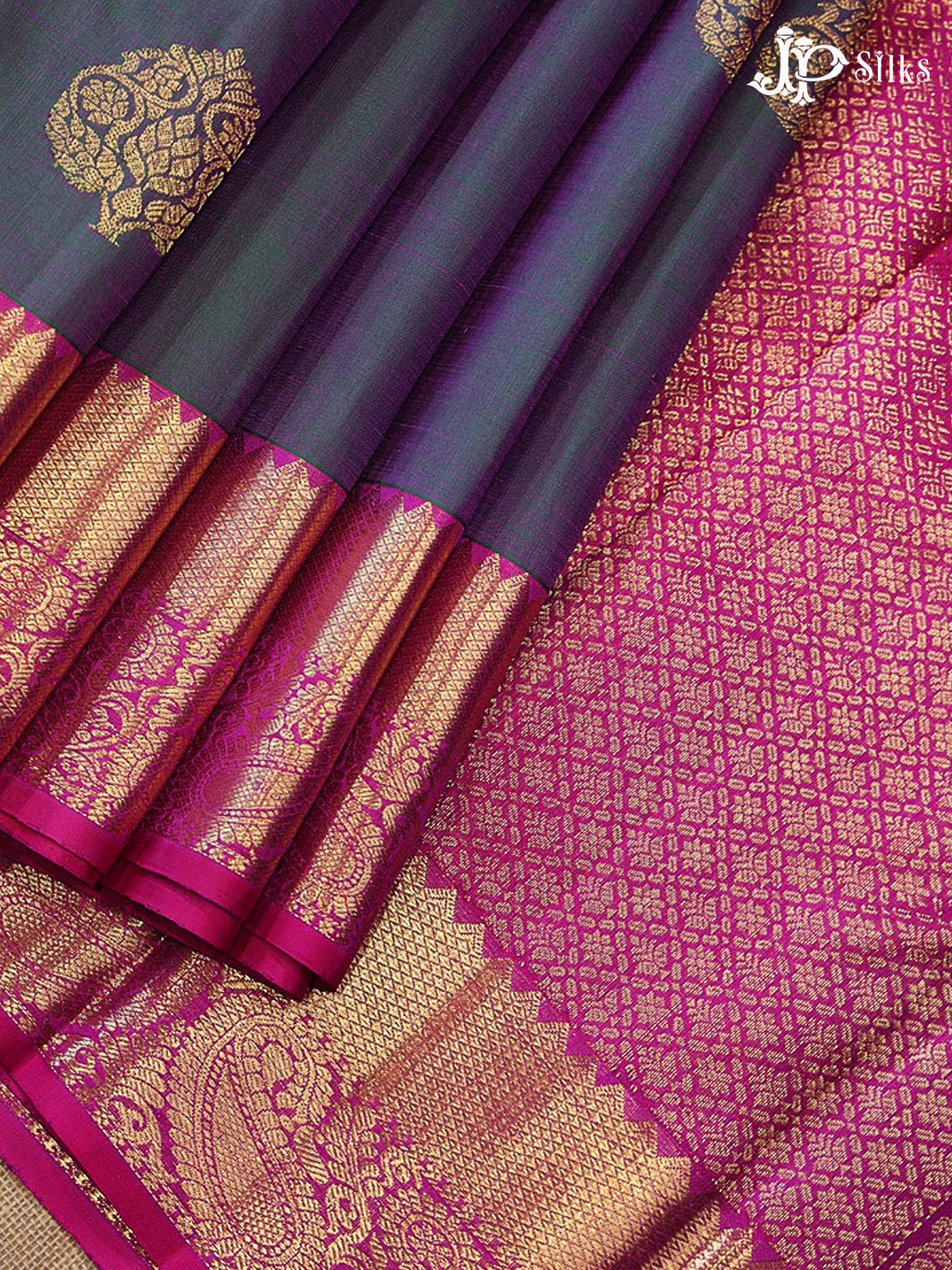 Dual Shade Green & Pink Kanchipuram Silk Saree - G848