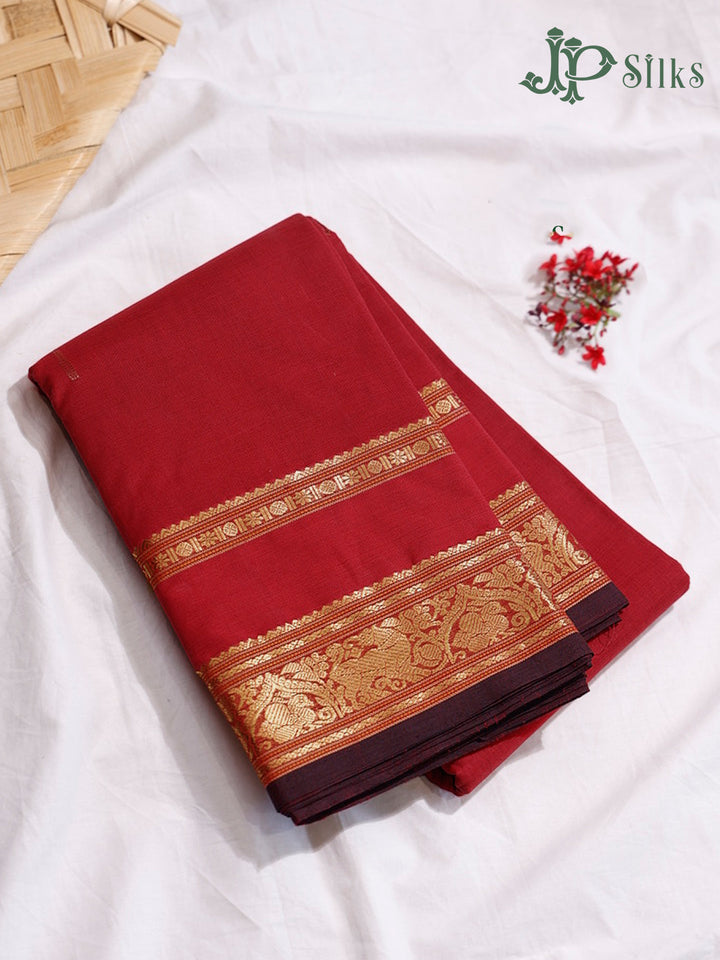 Red Kanchi Cotton Saree H32