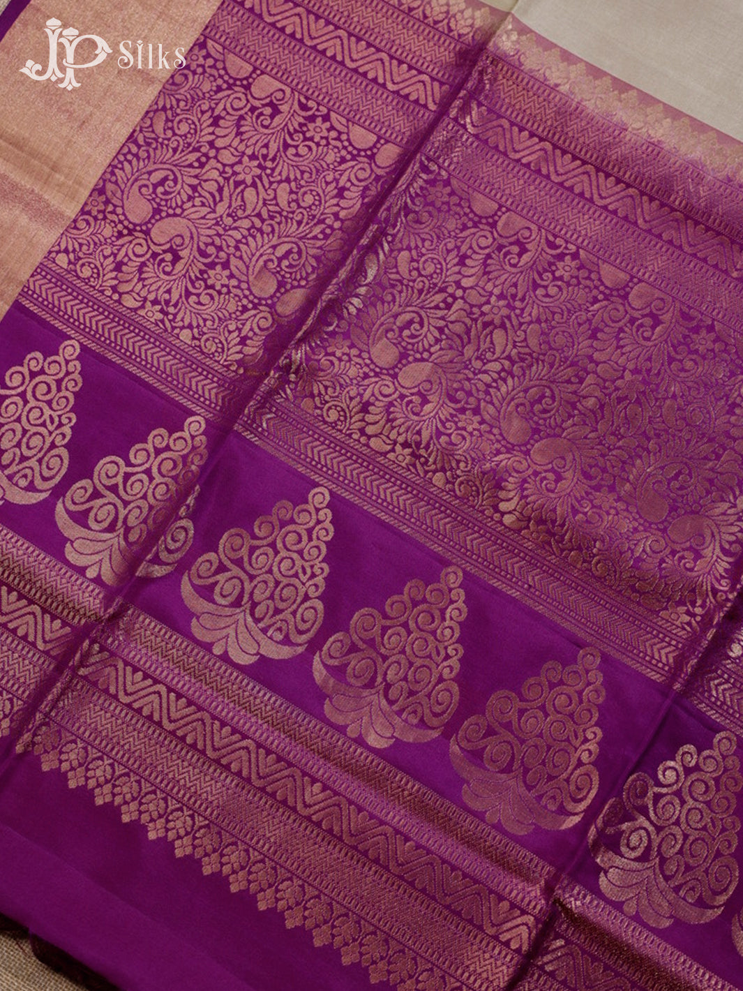 Matte Beige & Purple Soft Silk Saree - E5086-view3