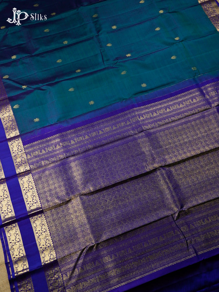 Dark Ramar Blue And Violet Blue Kanchipuram Silk Saree - F3620