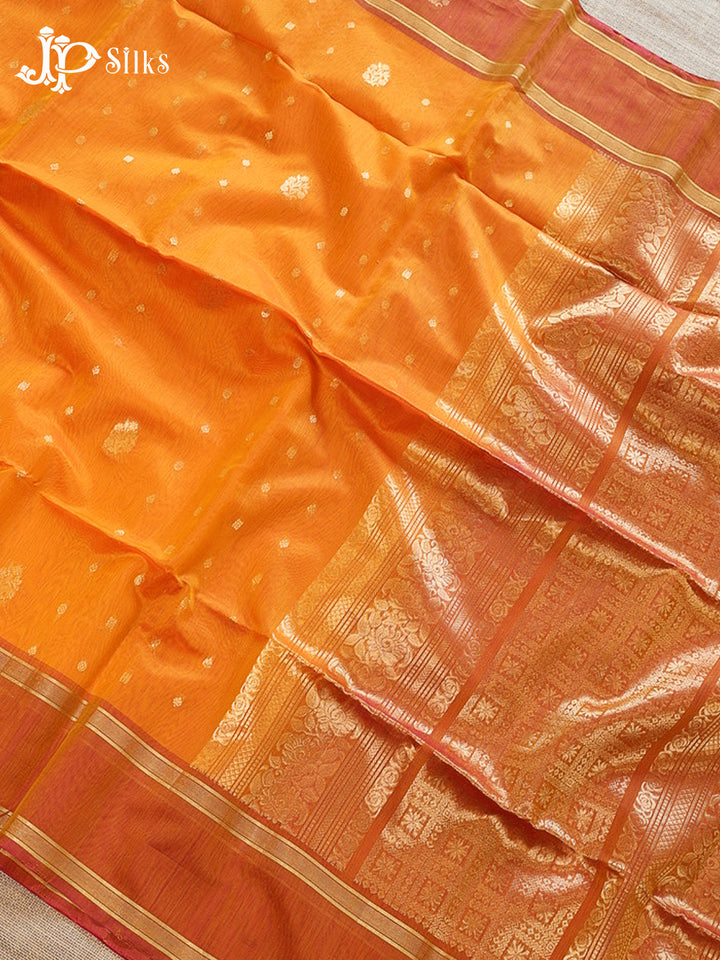 Mango Yellow And Pinkish Yellow Kora Cotton Saree - G912