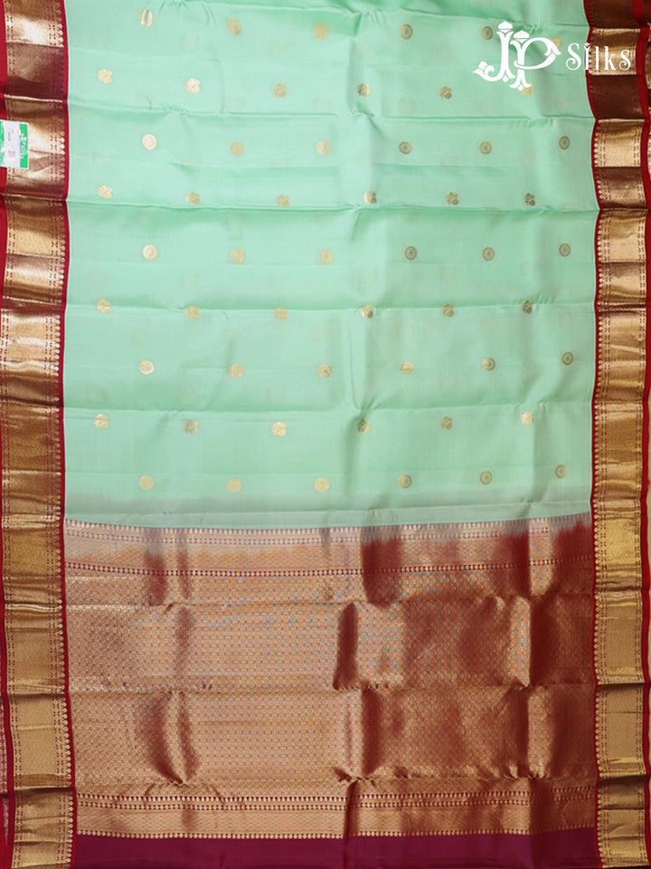 Mint Green & Maroon Pure Silk Mix Saree - G945