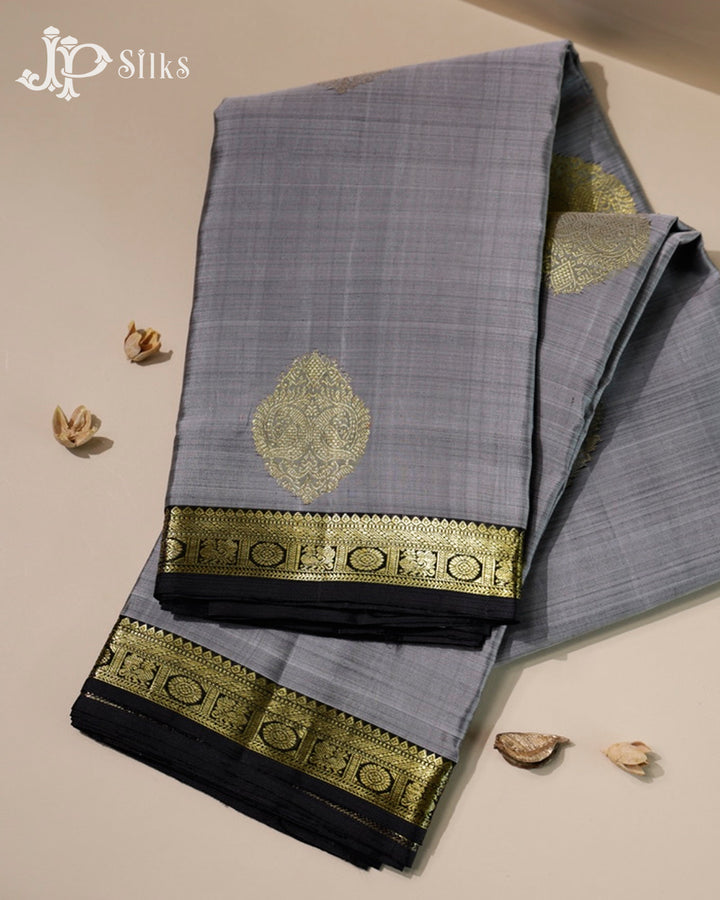 Grey & Black Kanchipuram Silk Saree - F3628
