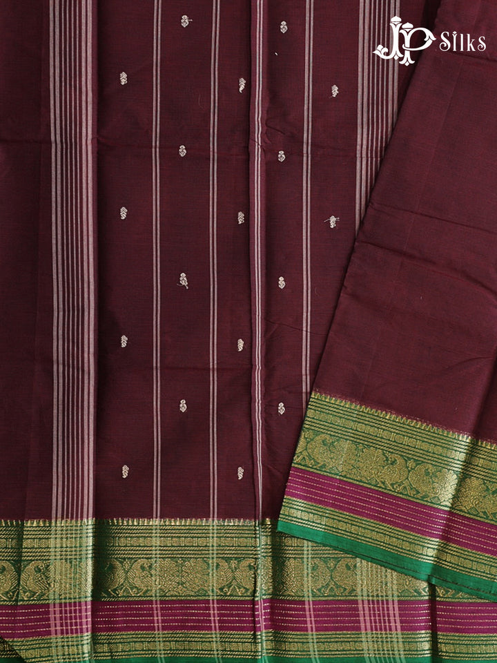 Dark Brown Theni Cotton Saree - G879