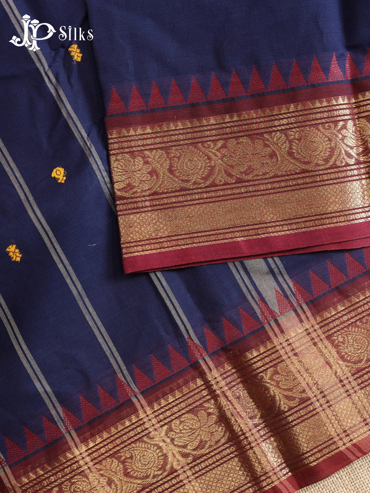 Dark Navy Theni Cotton Saree - G886 - view 4