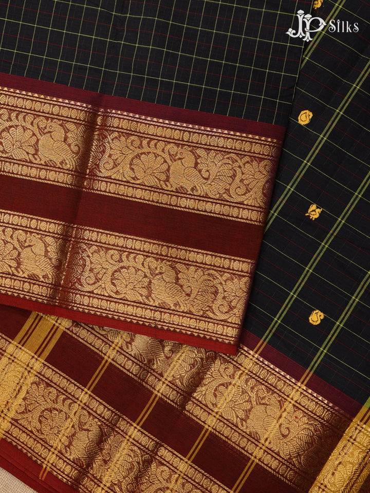 Black Theni Cotton Saree - G876