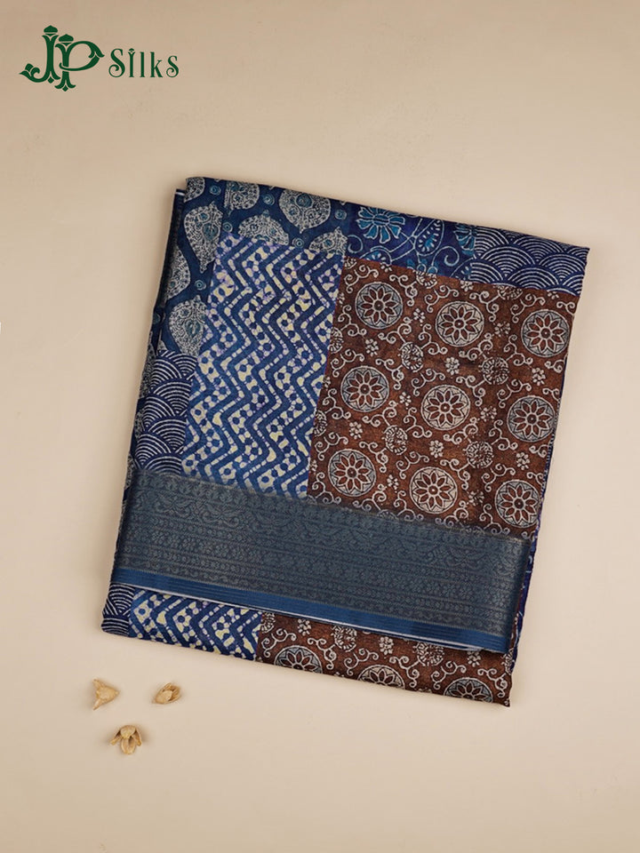 Multicolour Blue Semi Tussar Saree - E3299