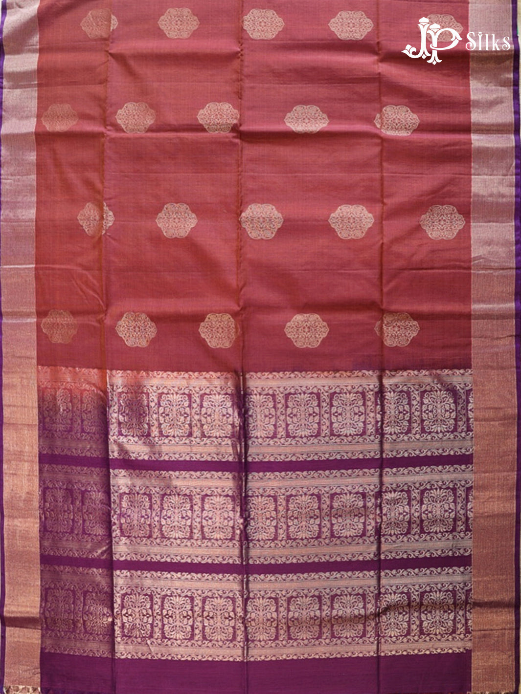 Puce Red and Deep Violet Kora Cotton Saree - G910