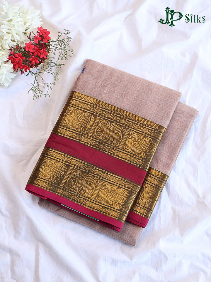 Peach Theni Cotton Saree - G904