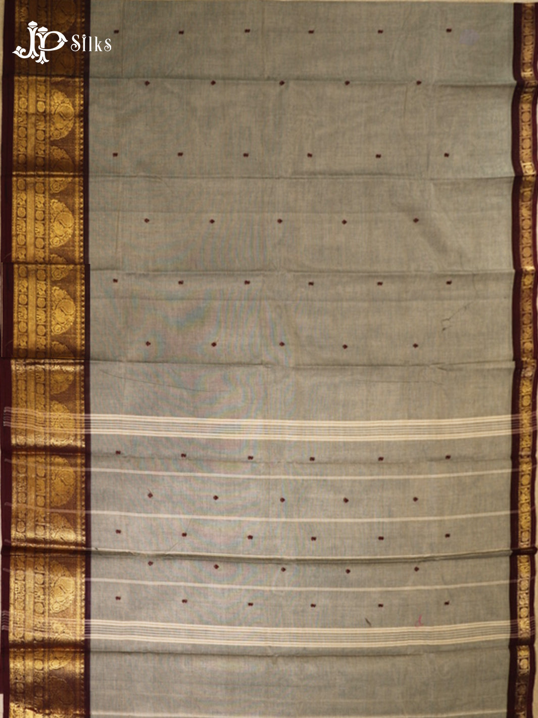 Cloud Grey Theni Cotton Saree - G884