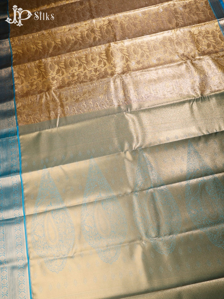 Sky Blue and Gold Art Silk Saree - G301