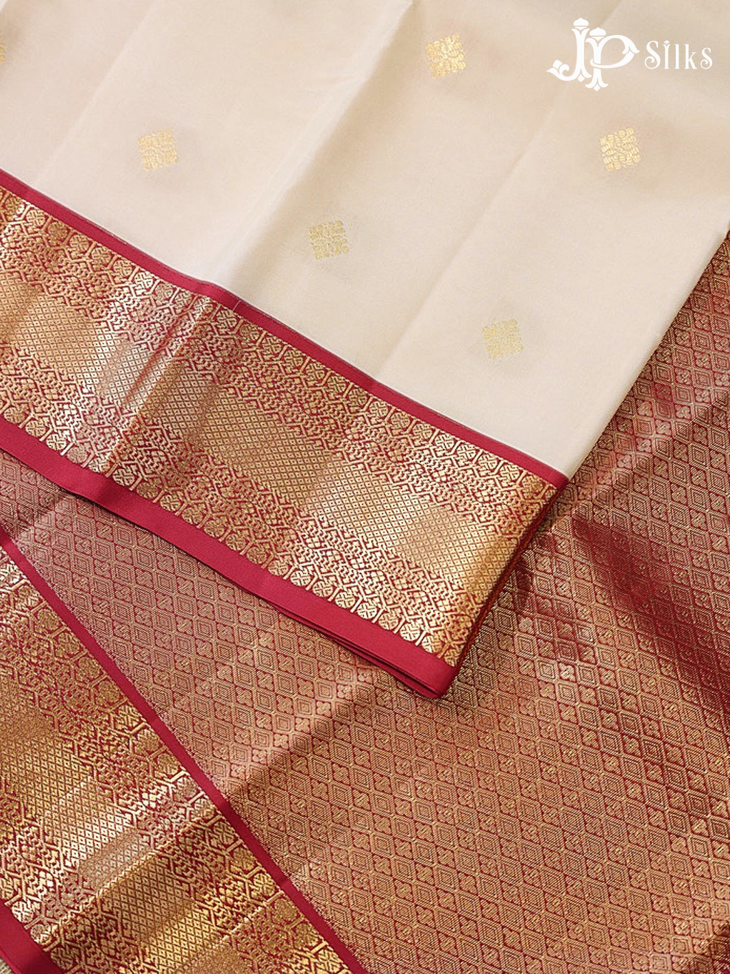 Cream & Maroon  Pure Silk Mix Saree - G941