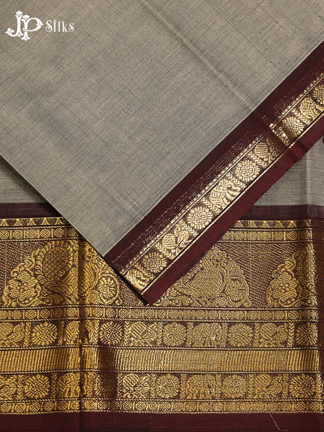 Cloud Grey Theni Cotton Saree - G884