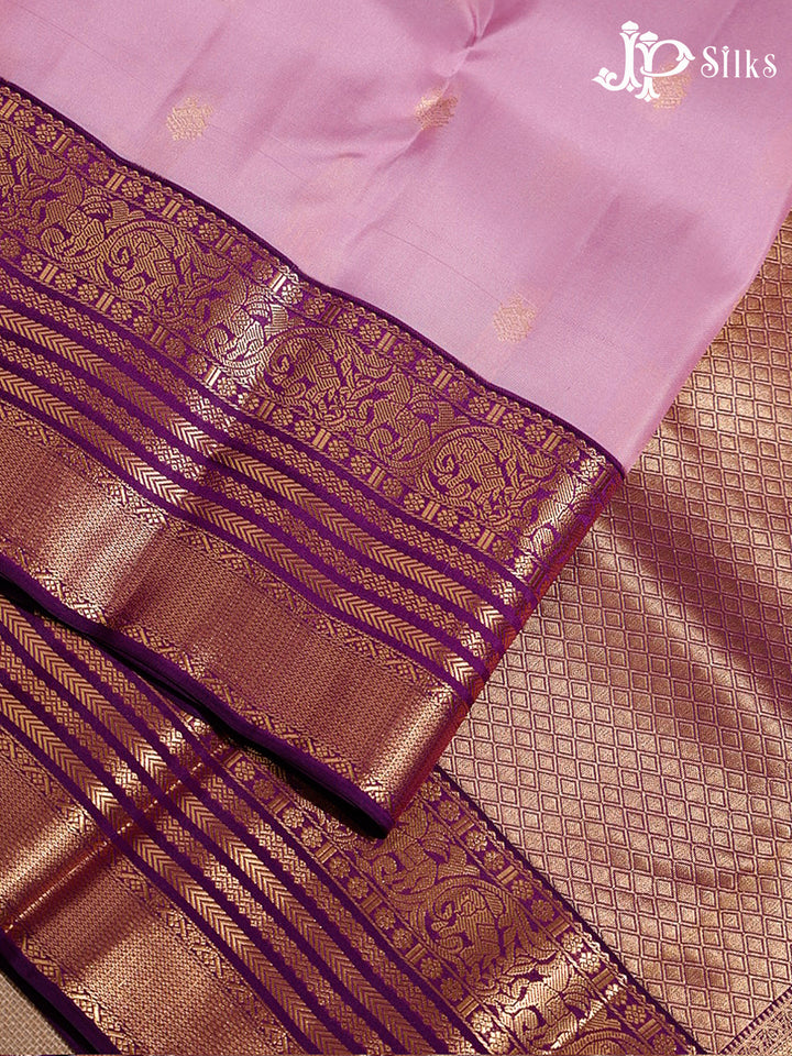 Baby pink Pure & Dark Purple Silk Mix Saree -h20