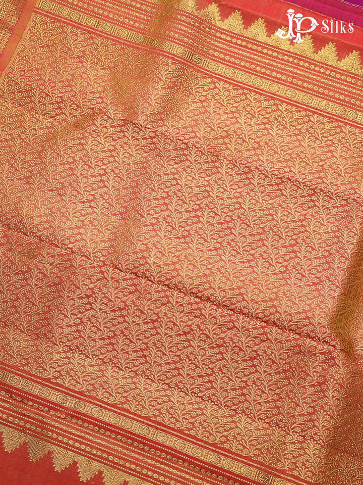 Purple & Golden Pink Kanchipuram Silk Saree - G869