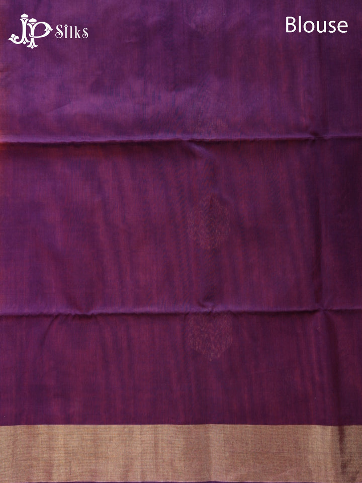 Puce Red and Deep Violet Kora Cotton Saree - G910
