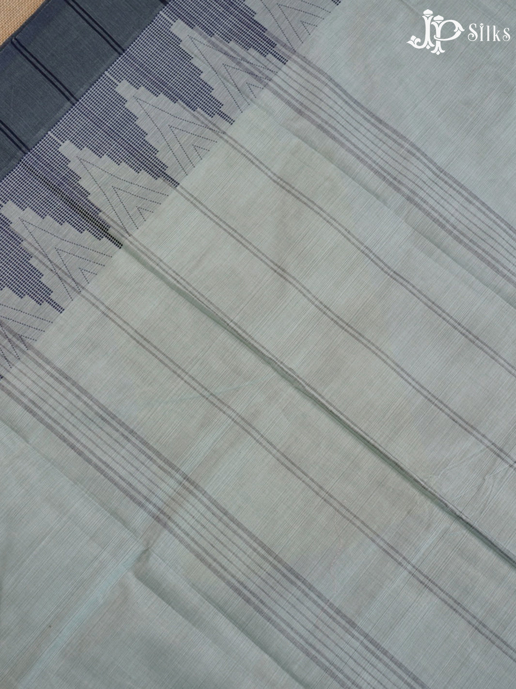Light Blue Grey Chettinad Cotton Saree - F2721
