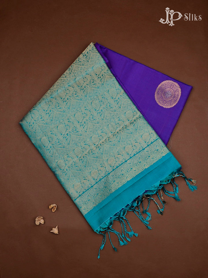 Dark Violet And Teal Blue Soft Silk Saree - F2748