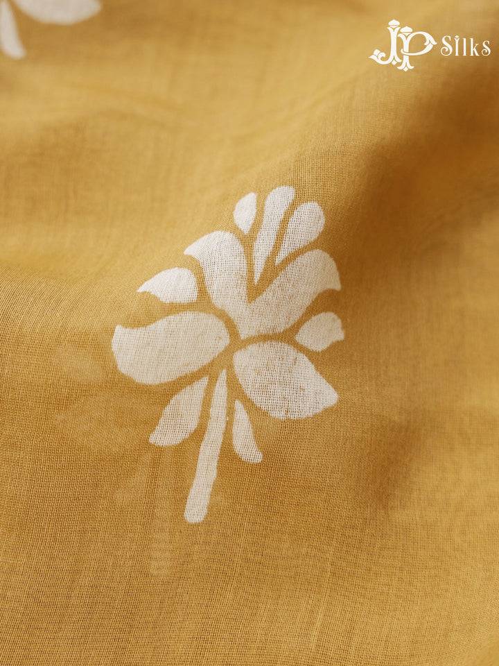 Mustard Yellow Semi Chanderi Saree - F2809