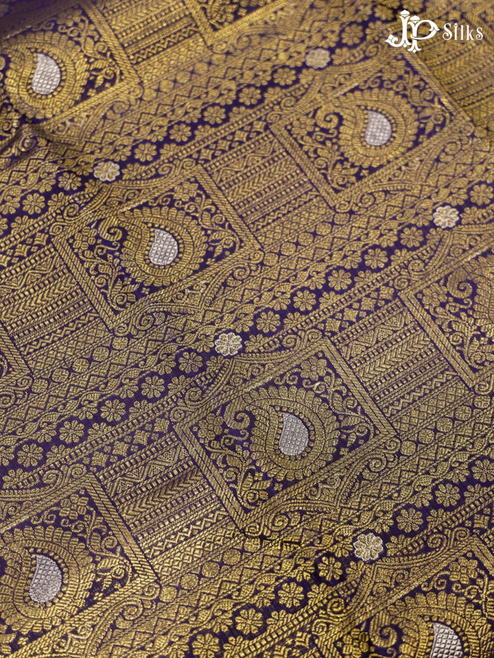 Navy Blue Kanchipuram Pure Silk Saree - E3613