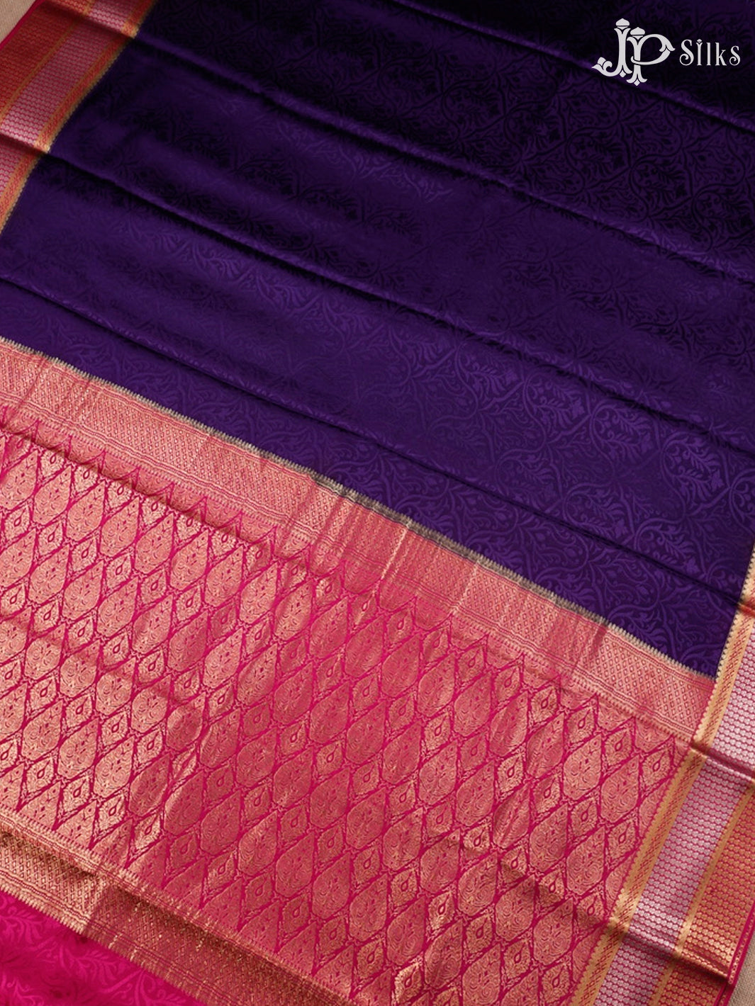 Dark Violet And Pink Mysore Silk Saree - D4760