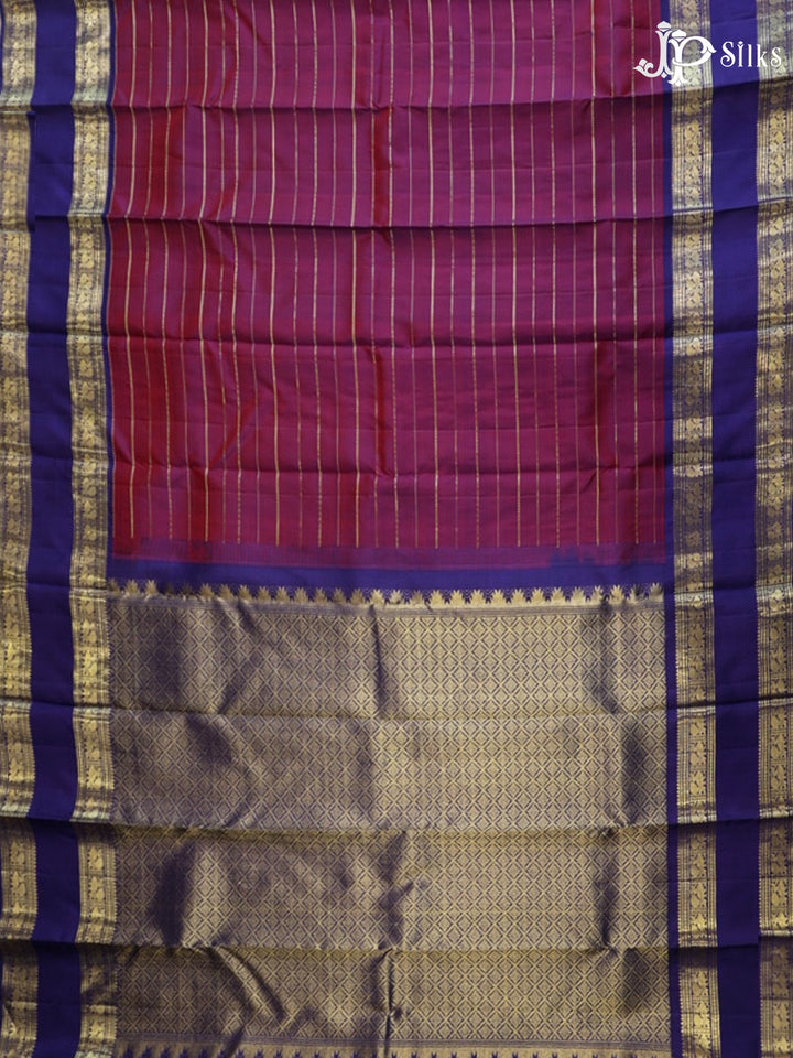 Red Purple & Deep Indigo Blue Kanchipuram Silk Saree - G855