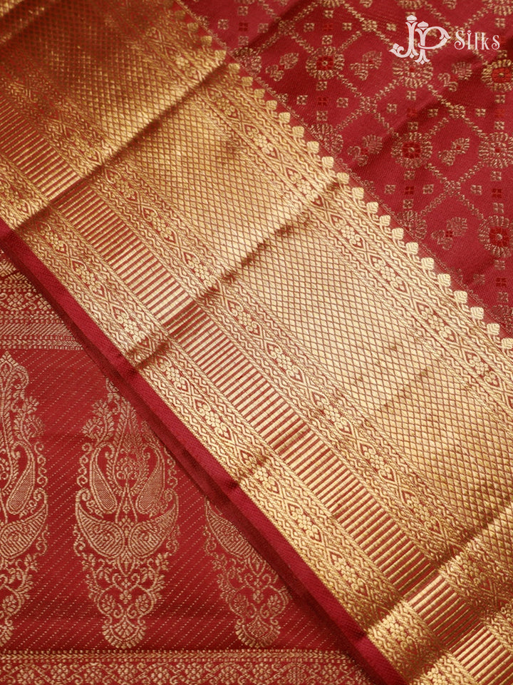 Dark Maroon Bridal Kanchipuram Silk Saree - G213