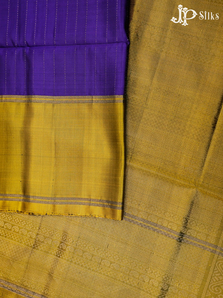 Violet And Olive Green Soft Silk Saree - E4540