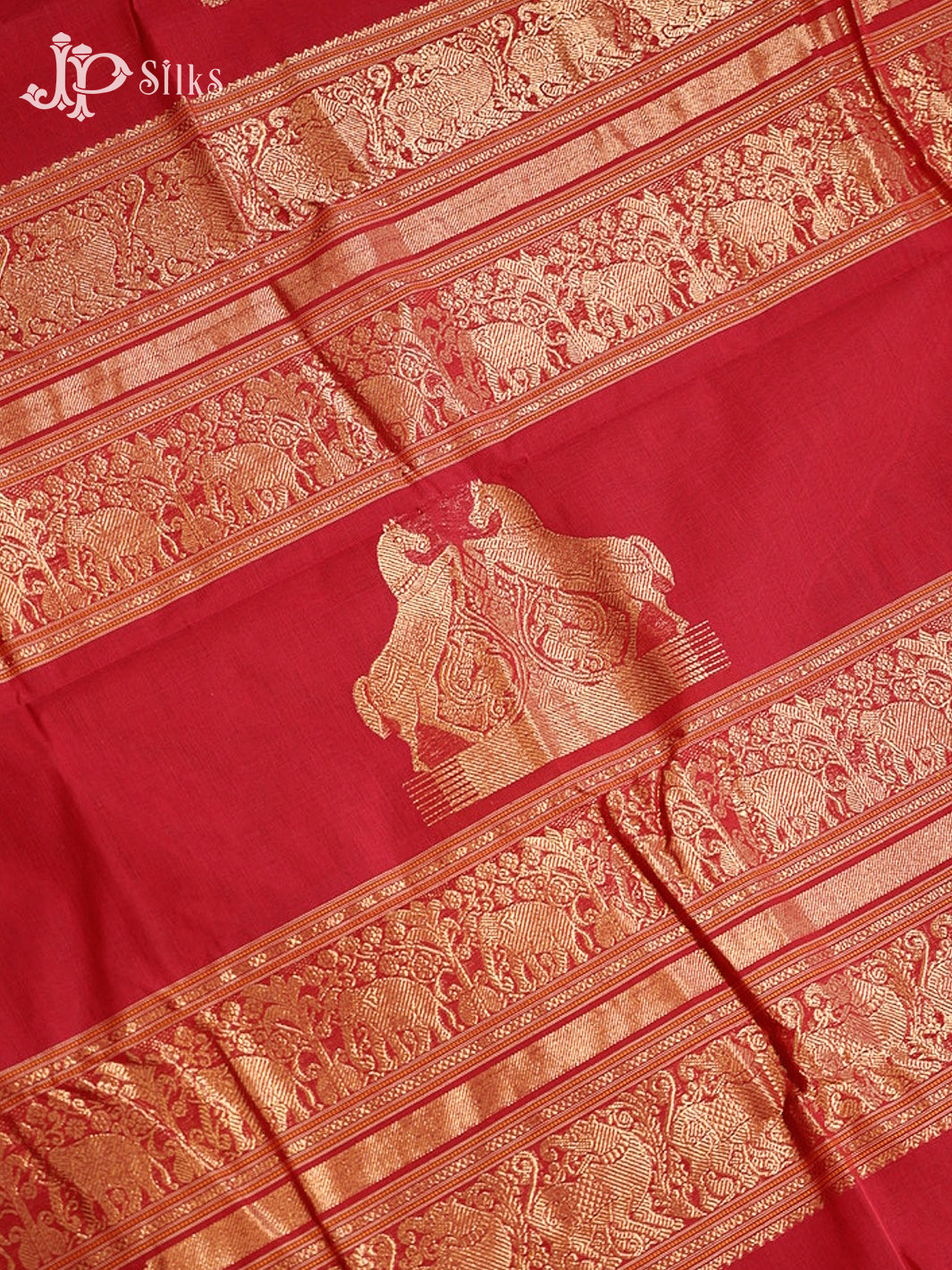Red Kanchi Cotton Saree H32