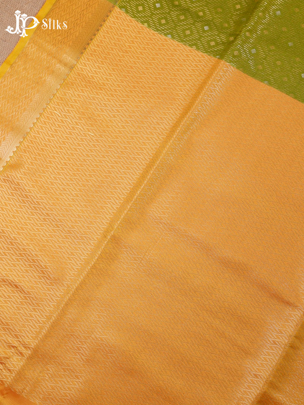 Green & Light Orange Semi Soft Silk Saree - F3585-view6