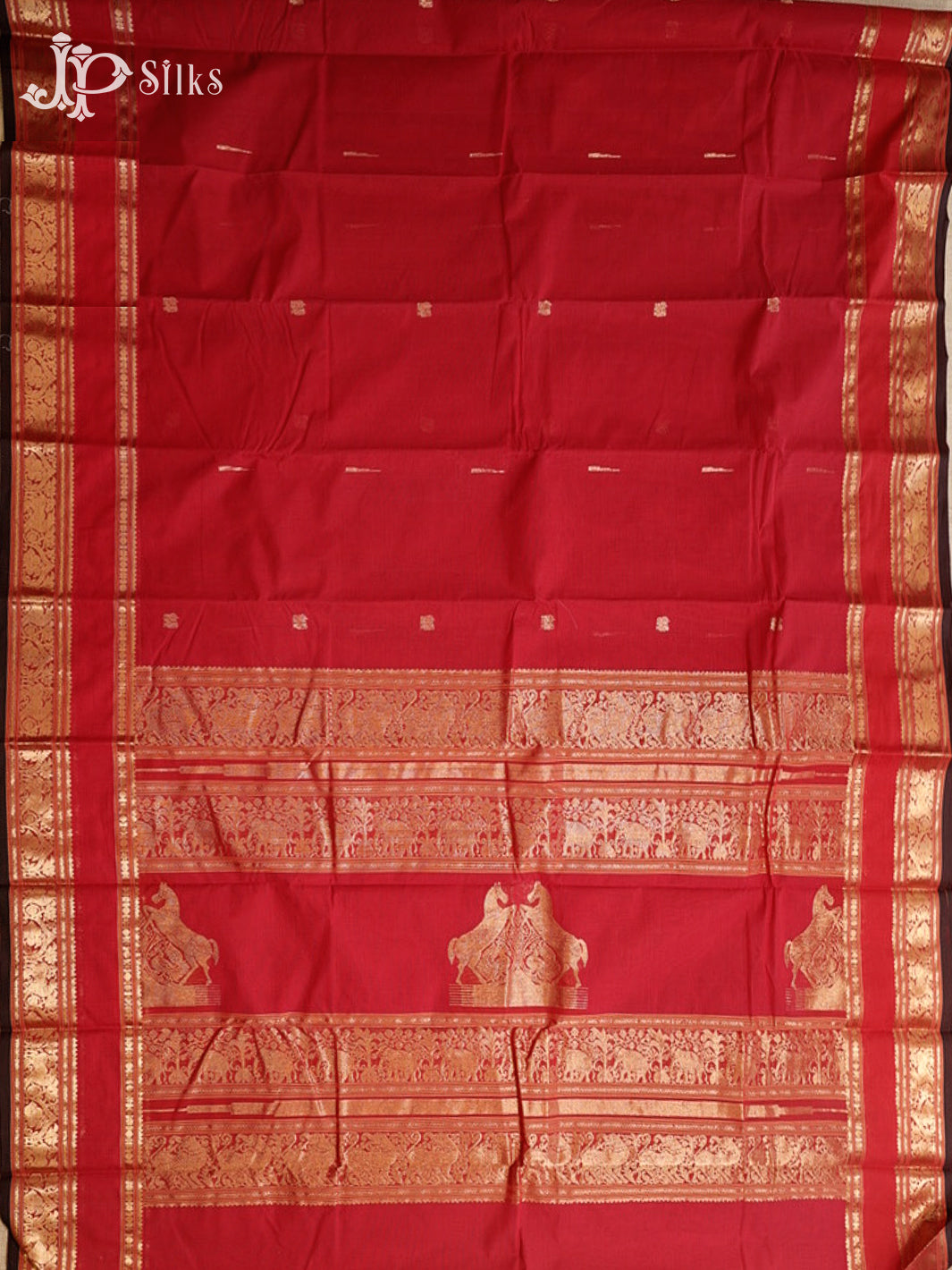 Red Kanchi Cotton Saree H32