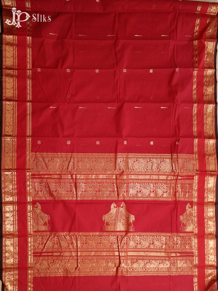 Red Kanchi Cotton Saree H32