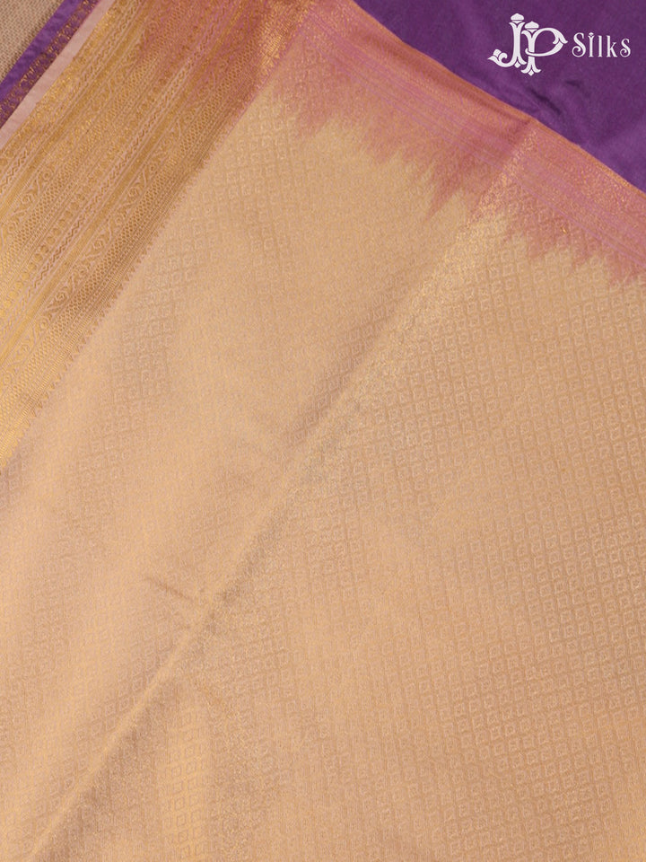Dark Lavender & Beige Semi Soft Silk Saree - F3539-view6