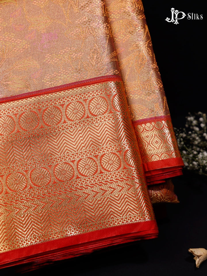 Rust Pink and Red Art Silk Saree - G303