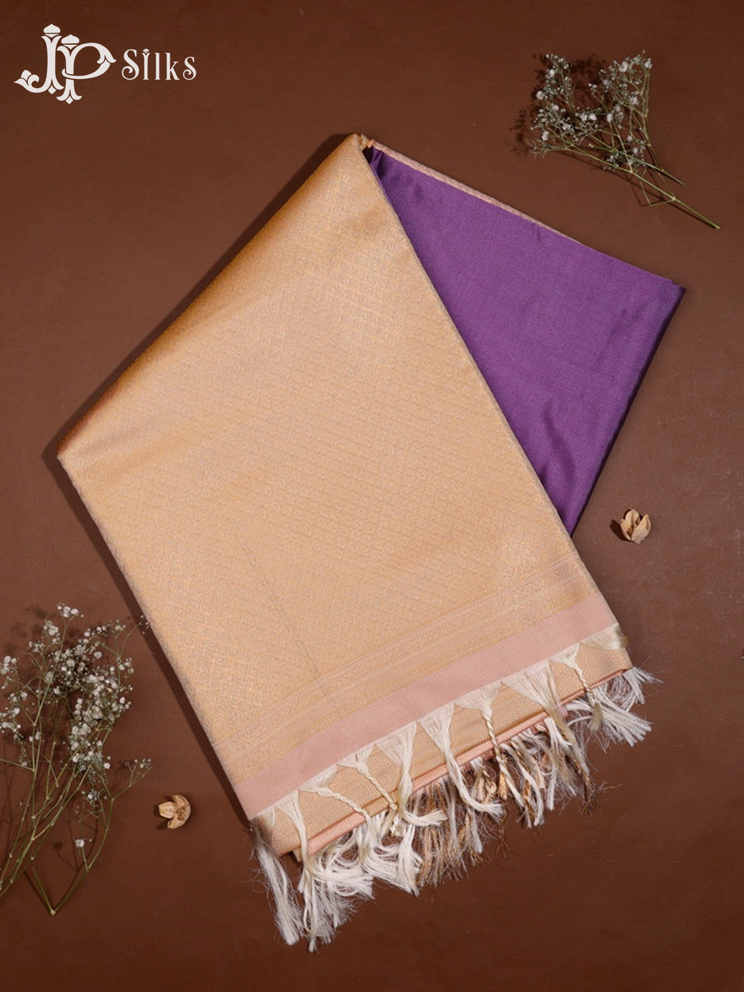 Dark Lavender & Beige Semi Soft Silk Saree - F3539-view1