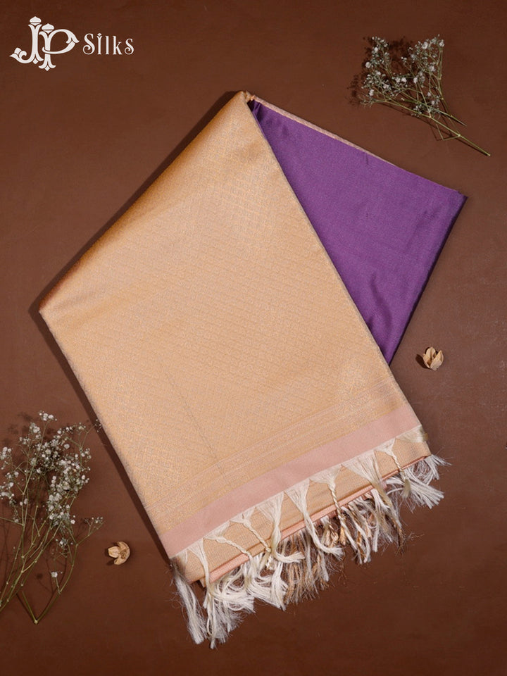 Dark Lavender & Beige Semi Soft Silk Saree - F3539-view1